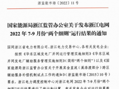 浙江電網發(fā)布2022年7-9月份“兩個細則”運行結果